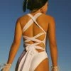 Happy Wife Criss Cross Tie Back One Piece